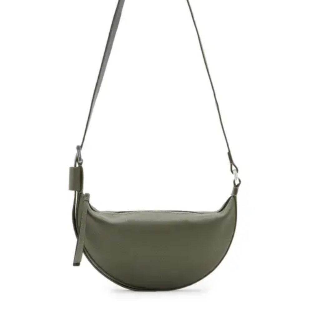 AllSaints Half Moon Leather Crossbody Bag